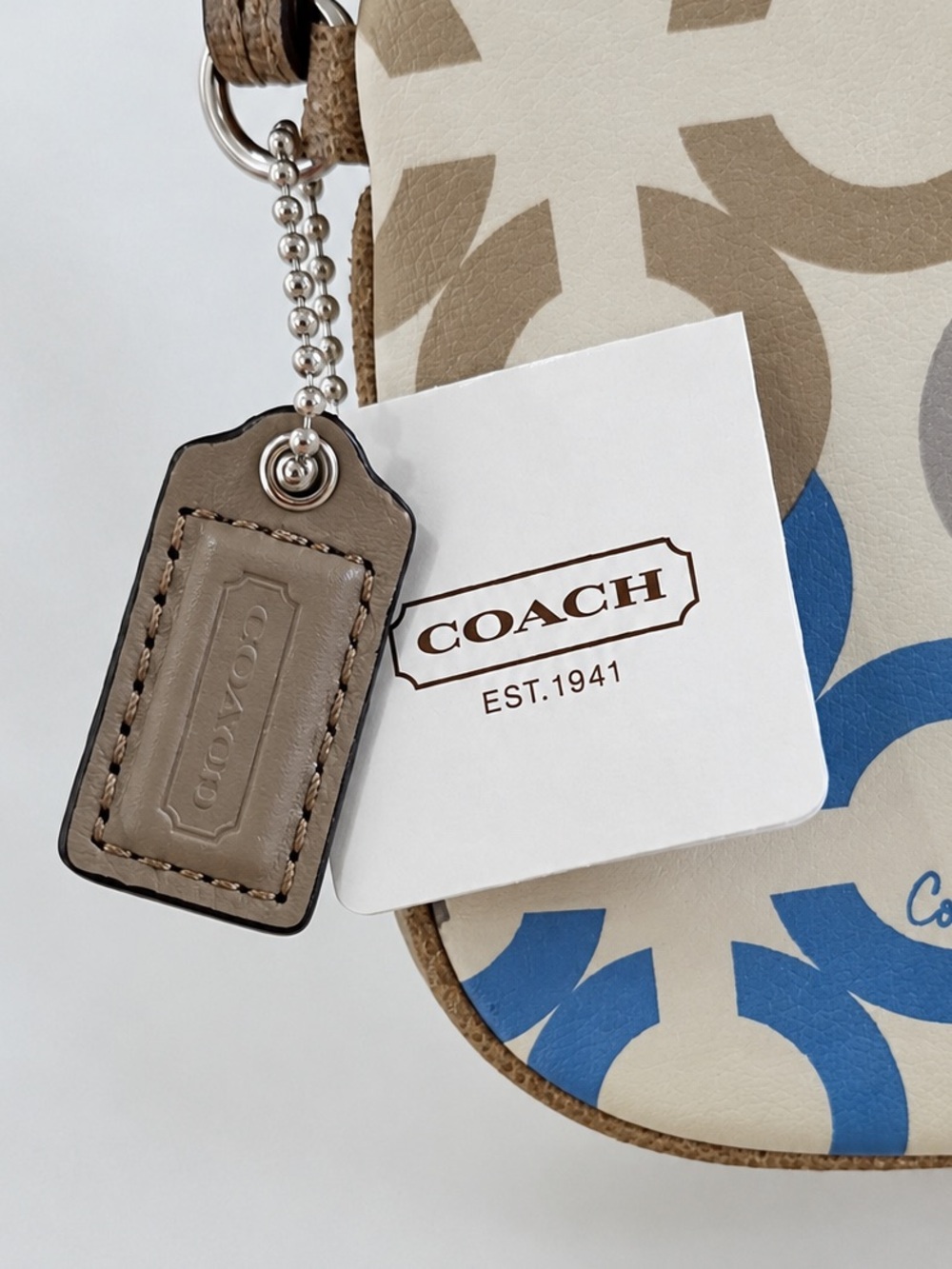 Coach Vintage Y2K Op Art Signature Wristlet Blue Gray Beige NWT - Picture 4 of 14